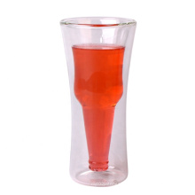 Wholesale fancy 200ml Clear Double Wall Glass Beer Coffee Beverage Tea Cup